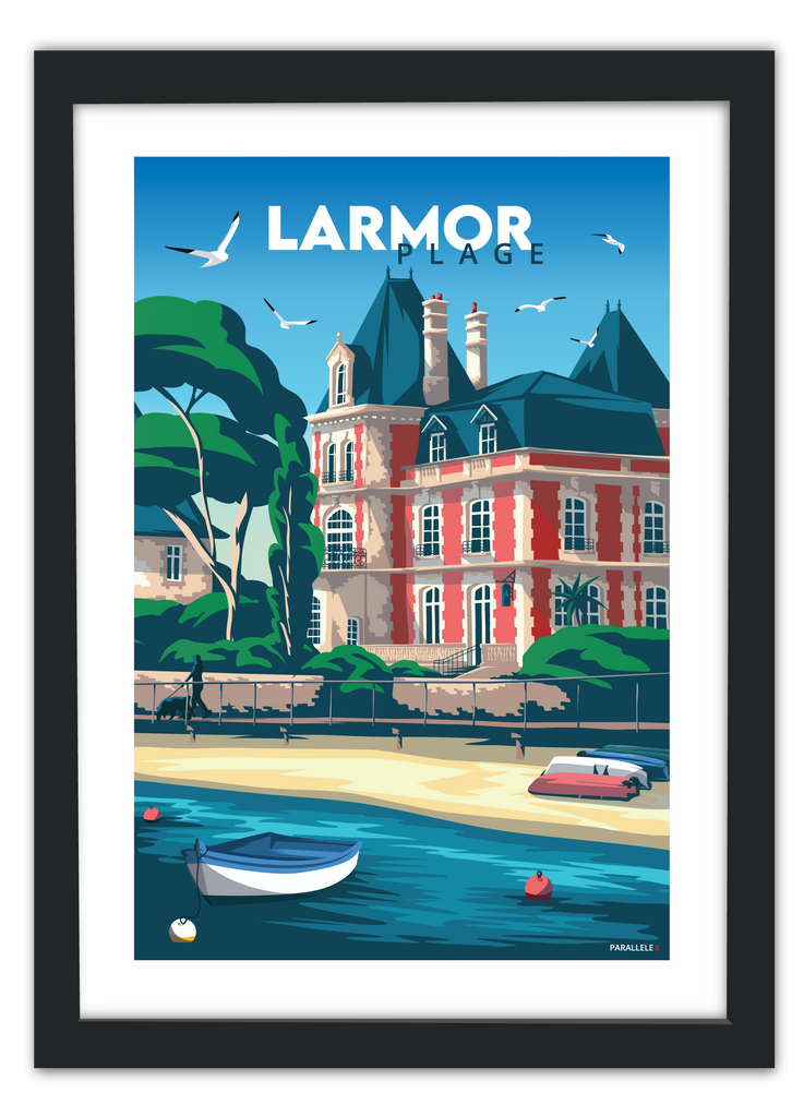Affiche de la Villa Margaret de Larmor-Plage avec un cadre noir