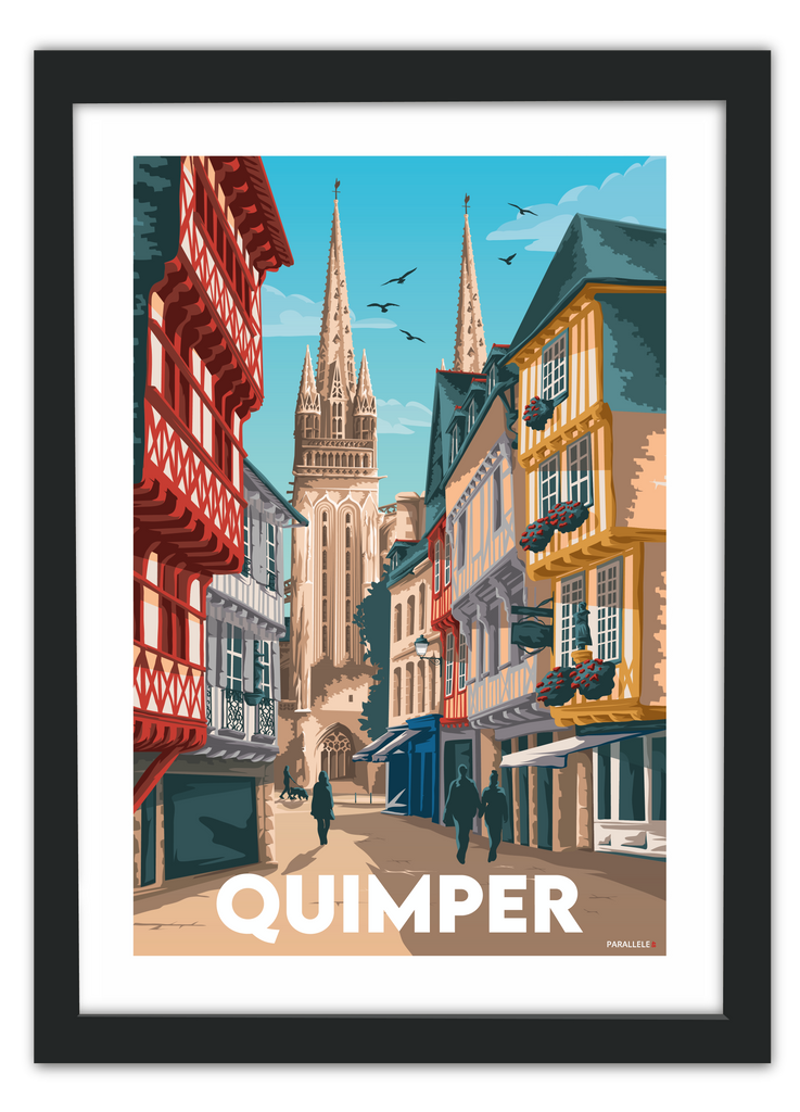 Affiche de la Cathédrale Saint-Corenthin de Quimper avce un cadre noir