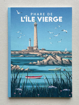 Illustration du Phare de l'Île Vierge à Lilia dans le Finistère, imprimée sur un carnet A5 made in France