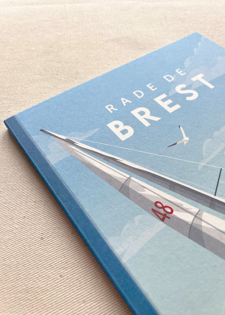 Ilustration d'un voilier en rade de Brest imprimé sur un carnet A5 de fabrication française