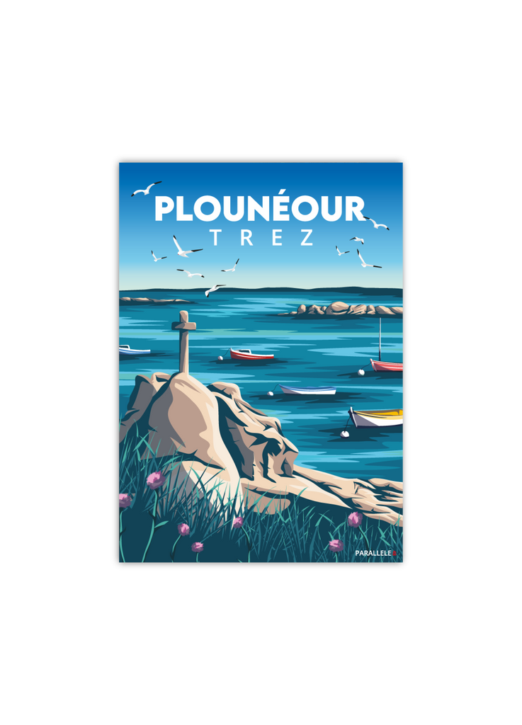 Carte postale de la croix de Plouénour-Trez dans le Finistère Nord