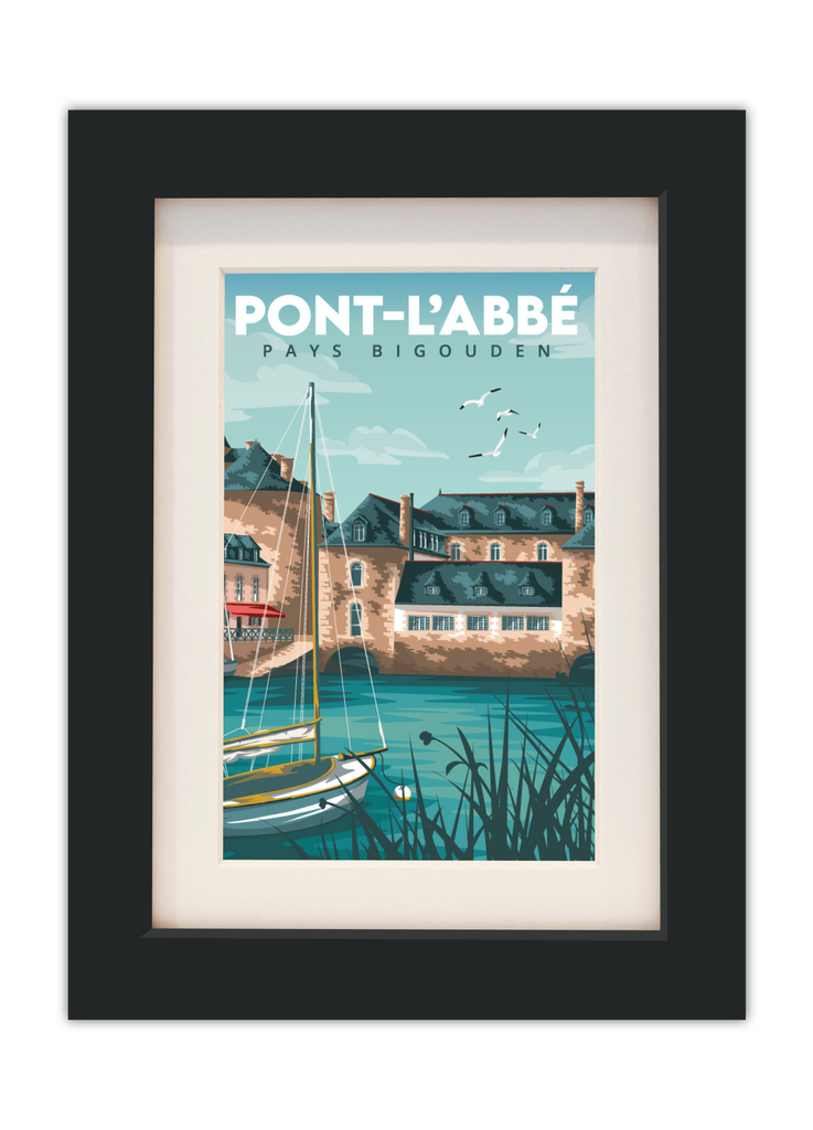 Carte postale de Pont-l'Abbé dans le Pays Bigouden avec un cadre noir