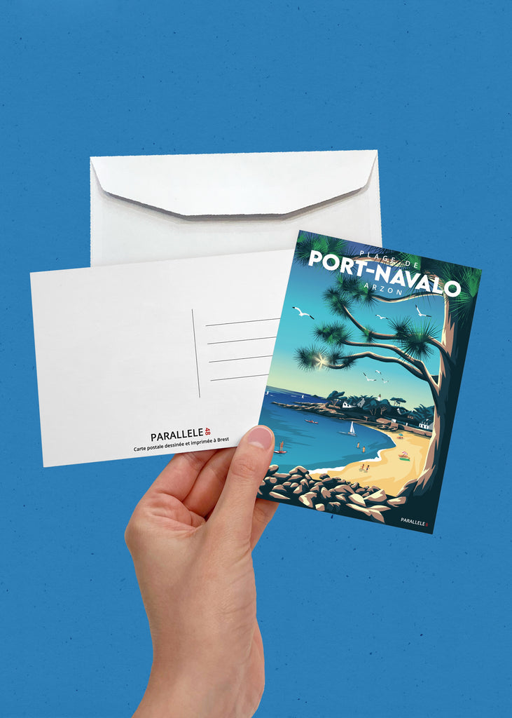 Carte postale de la plage de Port-Navalo à Arzon