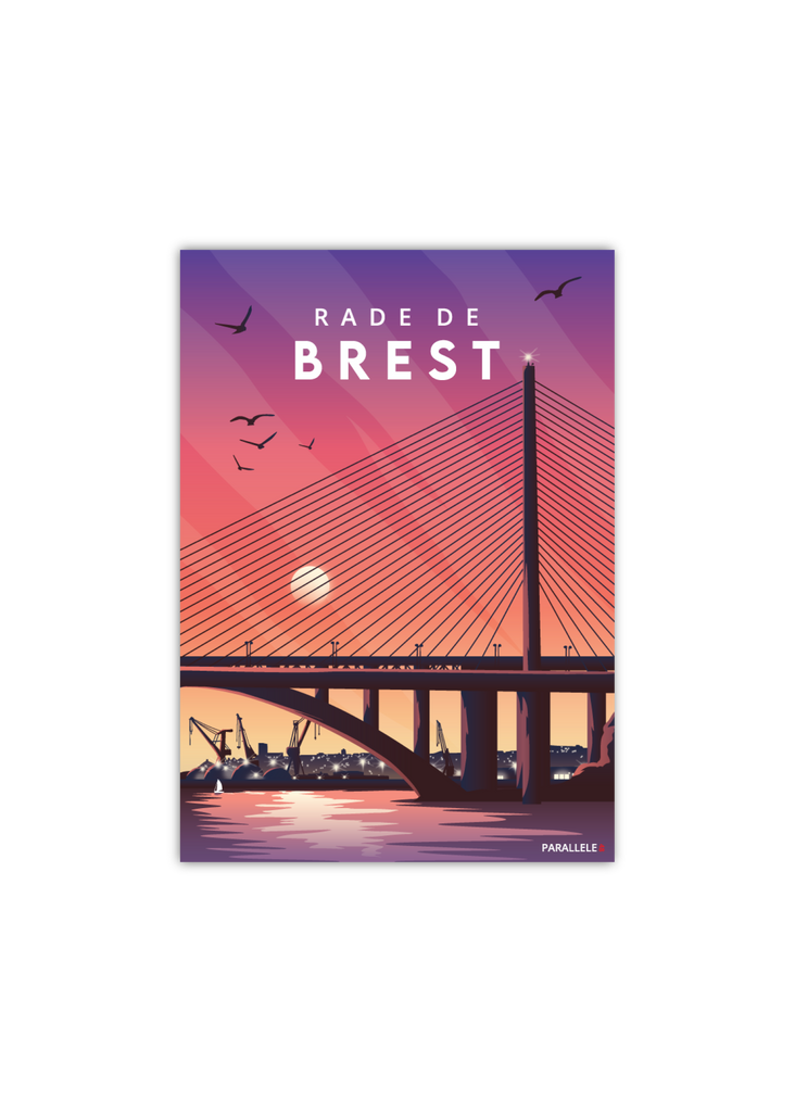 Carte postale des ponts de Plougastel dans la Rade de Brest