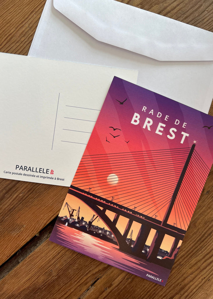 Carte postale des ponts de Plougastel dans la Rade de Brest