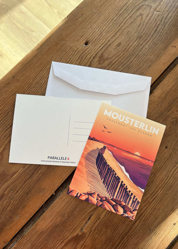 Carte postale de la plage de Mousterlin à Fouesnant les Glénan