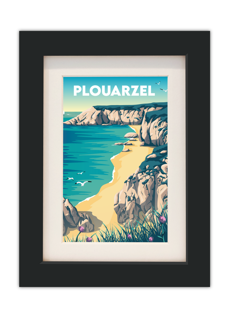 Carte postale de la Plage des Charrettes à Plouarzel avec un cadre noir