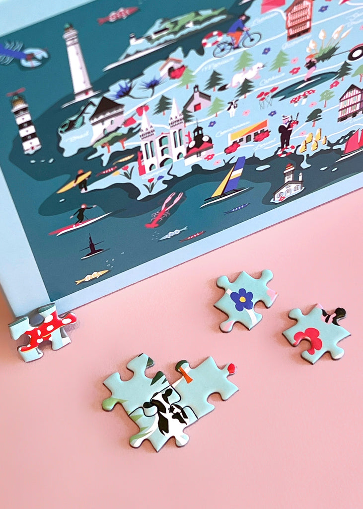 Puzzle 1000 pièces de la carte illustrée de la Bretagne