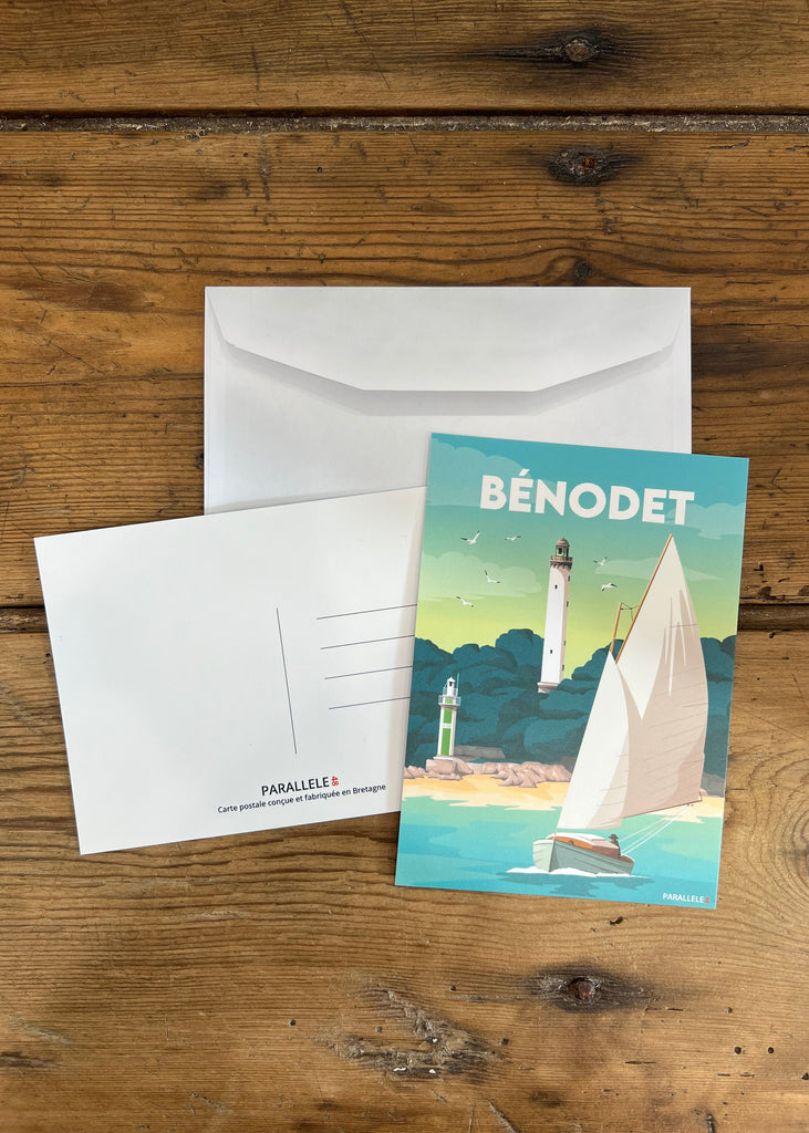 Carte postale de Bénodet avec un cadre noir