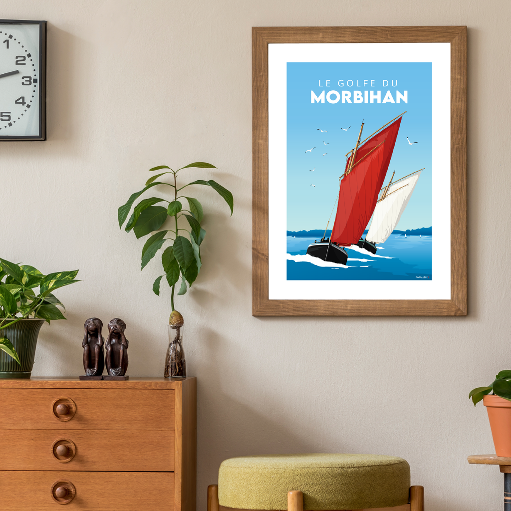 Affiche de bateaux traditionnels dans le Golfe du Morbihan