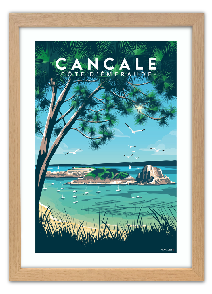 Affiche de Cancale avec un cadre en chêne