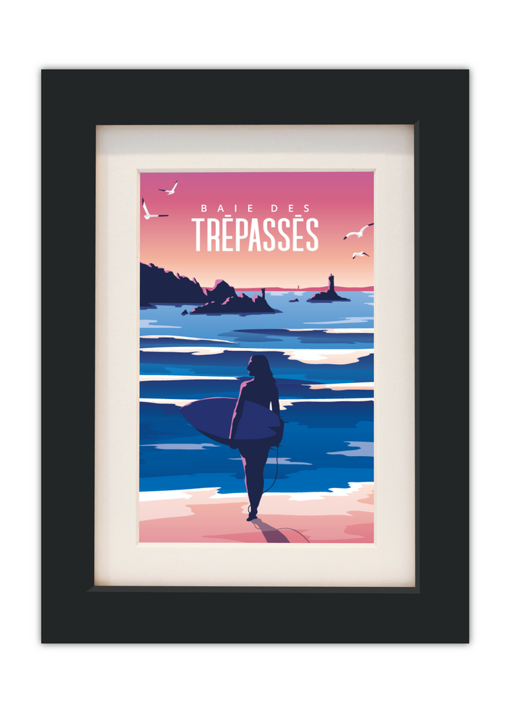 Carte postale de la Baie des Trépassés avec un cadre noir