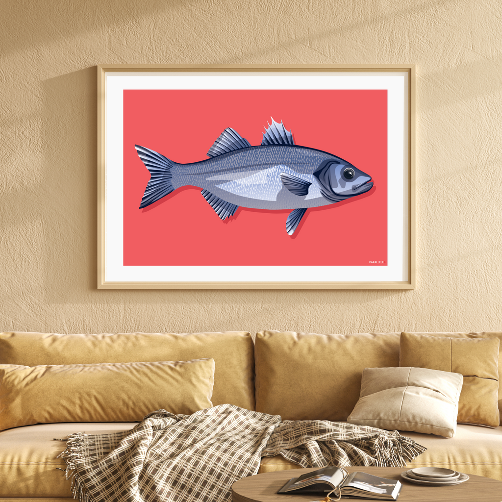 Affiche déco de poisson "Le Bar" pour pêcheur
