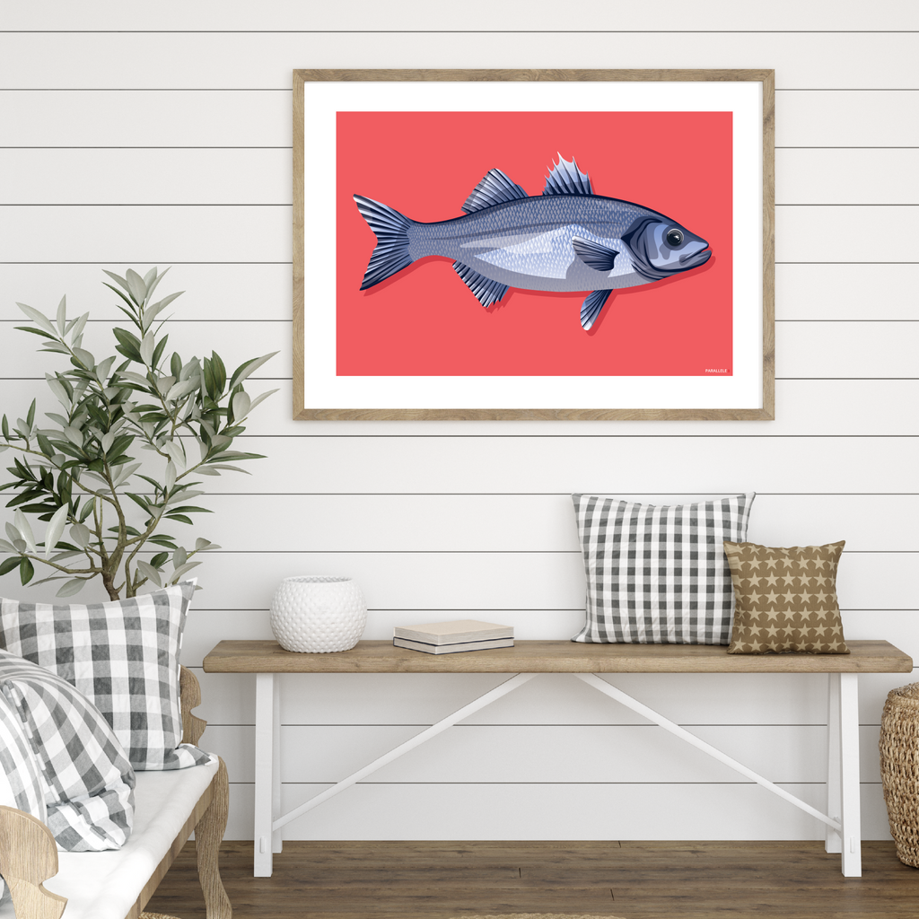 Affiche déco de poisson "Le Bar" pour pêcheur