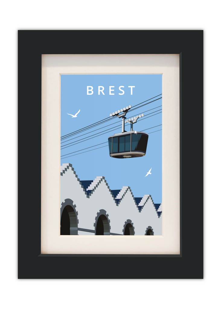 Carte postale du téléphérique de brest avec un cadre noir