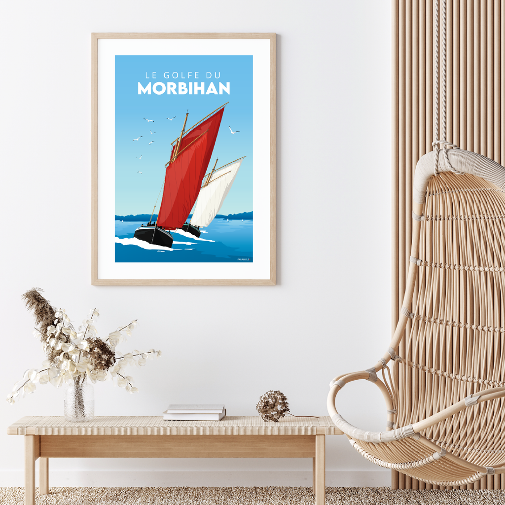 Affiche de bateaux traditionnels dans le Golfe du Morbihan