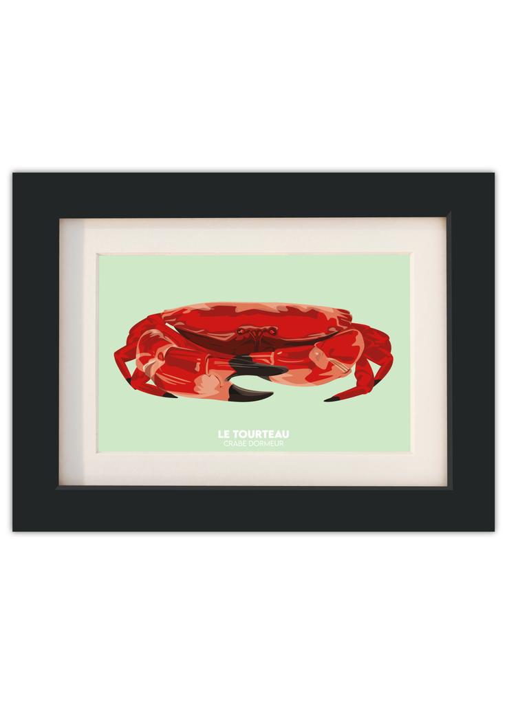 Carte postale d'un tourteau avec un cadre noir