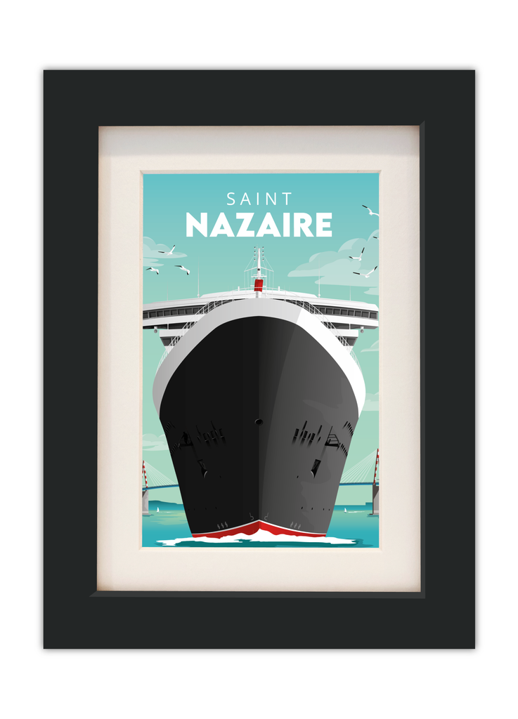 Carte postale de Saint-Nazaire avec un cadre noir