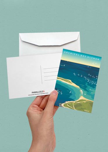 Carte postale de l'archipel des Glénan vu du ciel