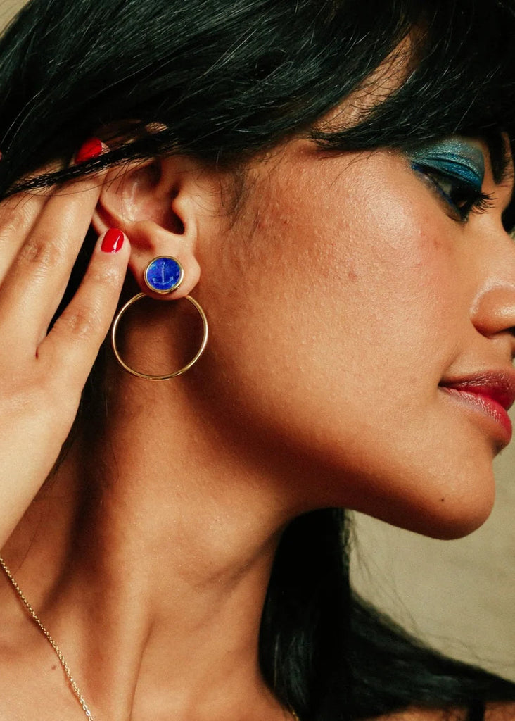 Boucles d’oreilles Armeria en lapis-lazuli avec ancre marine, autre vue