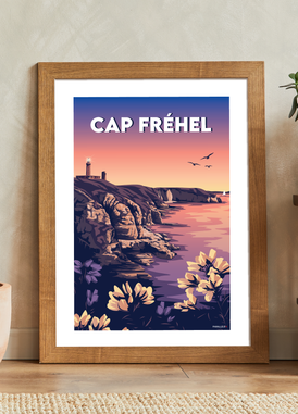 Affiche d'un coucher de soleil au Cap Fréhel