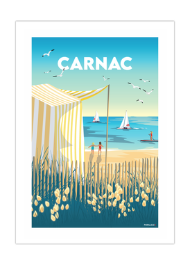 Affiche d'une tente de plage de Carnac dans le Morbihan
