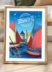 Affiche Encadrée Originale – Fêtes Maritimes De Brest 2004 – État Parfait