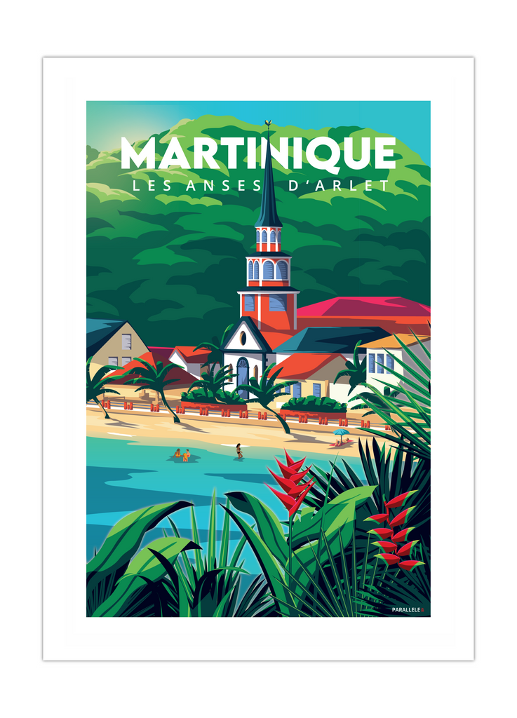 Affiche vintage des Anses-d'Arlet à la Martinique