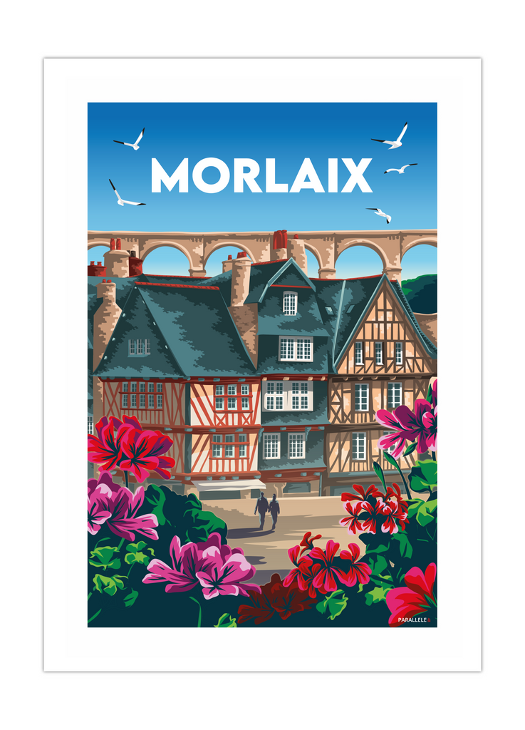 Affiche de la ville historique bretonne de Morlaix