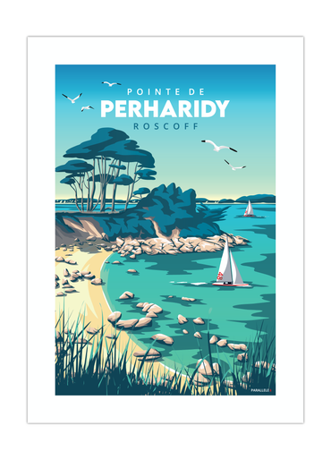 Affiche de la Pointe de Perharidy à Roscoff en face de l'île de Batz
