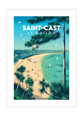 Affiche de la grande plage de Saint-Cast-le-Guildo dans les Côtes d'Armor