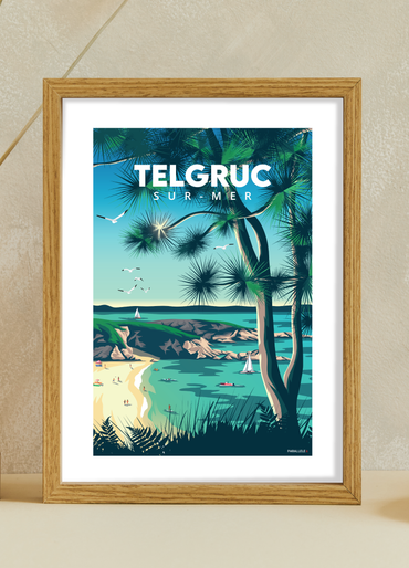 Affiche de Telgruc-sur-Mer avec un cadre en chêne