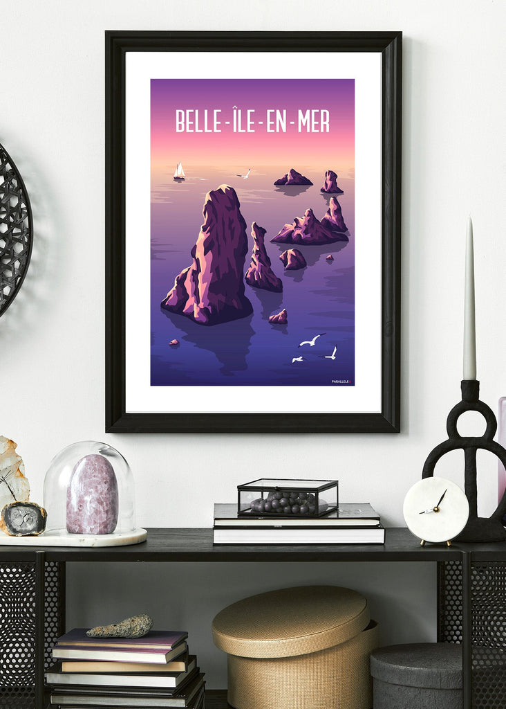 Affiche d'un coucher de soleil à Port coton à Belle-Île-En-Mer