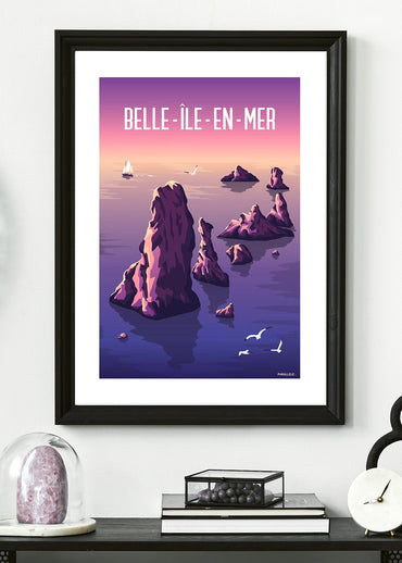 Affiche d'un coucher de soleil à Port coton à Belle-Île-En-Mer