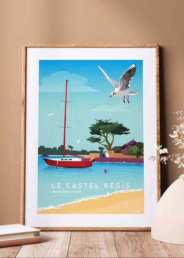 Affiche du Castel Régis à Brignogan-Plages avec un cadre noir