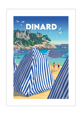 Affiche de Dinard et de ses tentes de plage