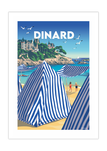 Affiche de Dinard et de ses tentes de plage