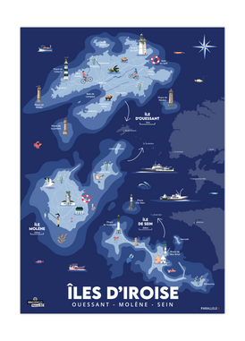 Affiche des trois îles de la mer d'Iroise : Ouessant, Molène et Sein