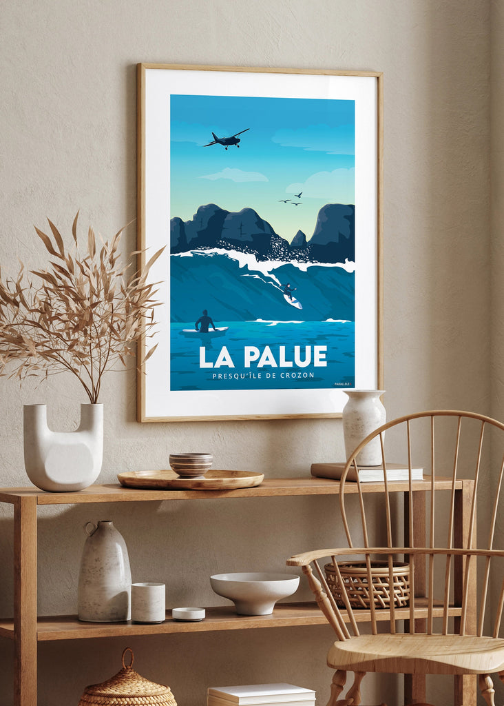 Affiche de surfeurs à la Palue en presqu'île de Crozon