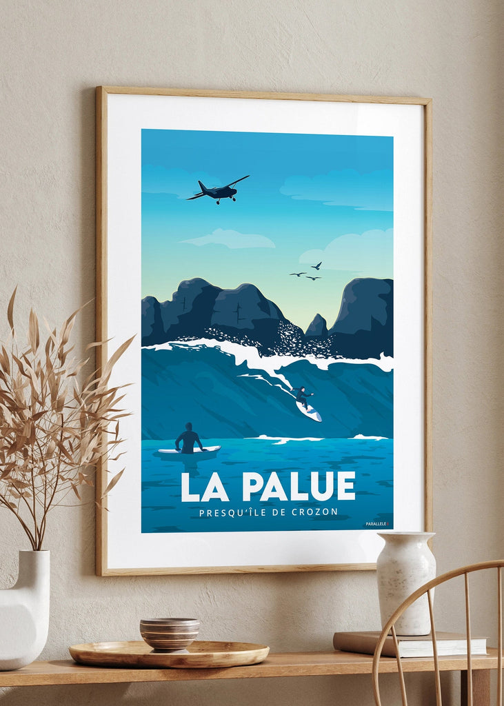 Affiche de surfeurs à la Palue en presqu'île de Crozon