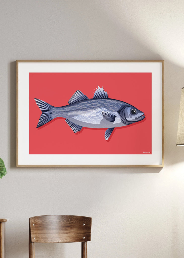 Affiche déco de poisson "Le Bar" pour pêcheur