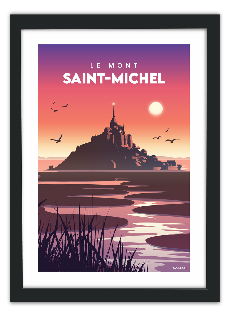 Affiche du Mont Saint-Michel avec un cadre noir