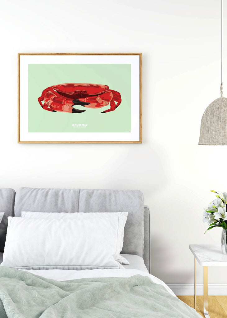 Affiche d'un tourteau rouge sur fond vert