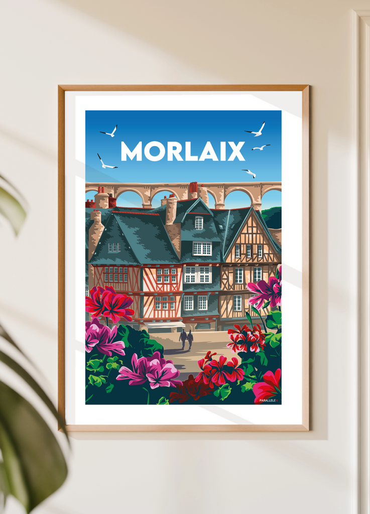 Affiche des maisons à colombage de Morlaix