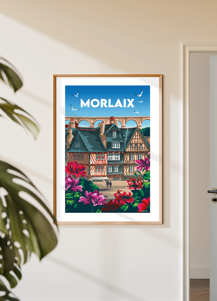 Affiche des maisons à colombage de Morlaix