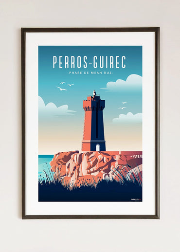 Affiche du Phare de Perros-Guirec sur la Côte de Granit rose