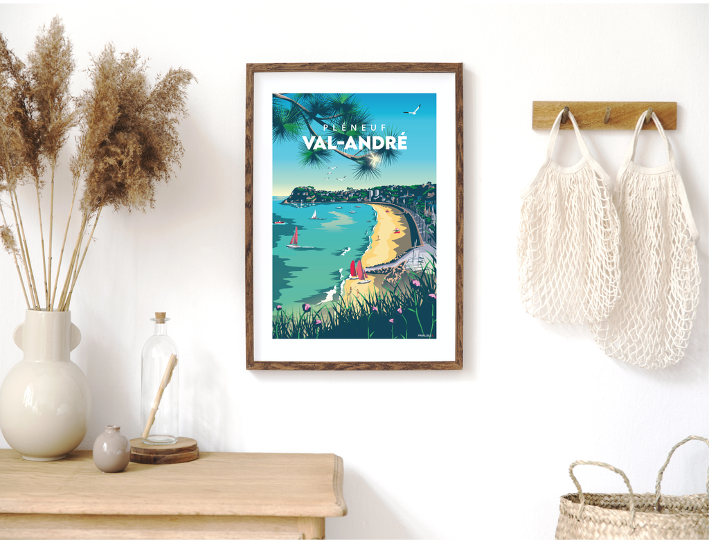 Affiche de la plage de Pléneuf Val André dans les Côtes d'Armor
