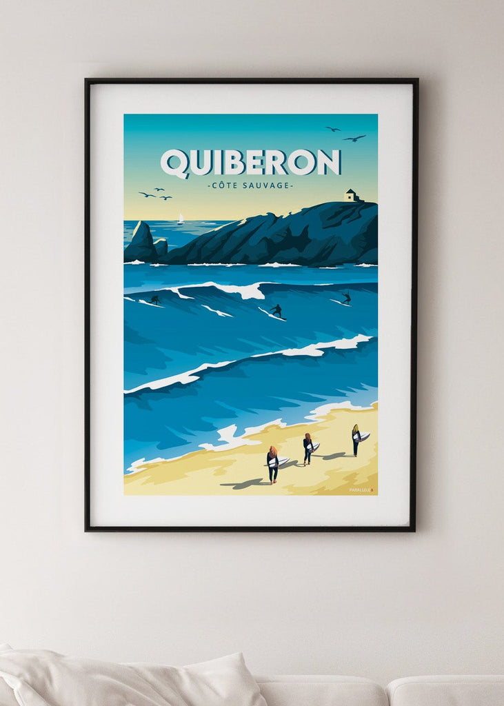 Affiche du spot de surf de la côte sauvage à Quiberon