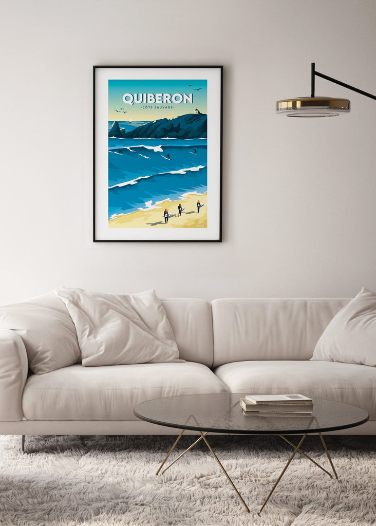 Affiche du spot de surf de la côte sauvage à Quiberon