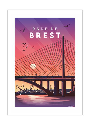Affiche d'un coucher de soleil sur la Rade de Brest
